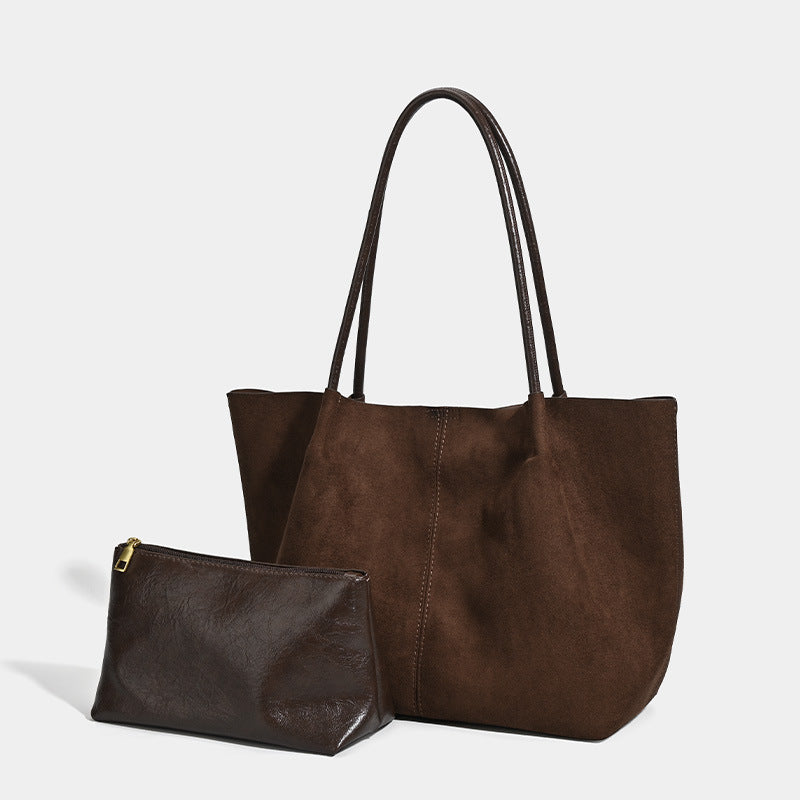 Retro suede fabric shoulder bag