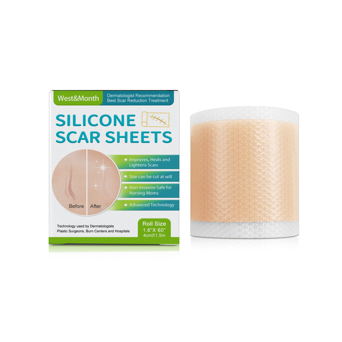 Silicone scar patch texture and thickness close-up