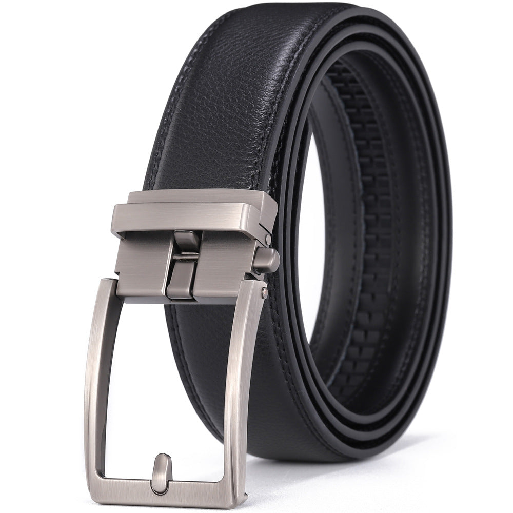 Men's Genuine Cowhide Leather Belt with Automatic Alloy Buckle