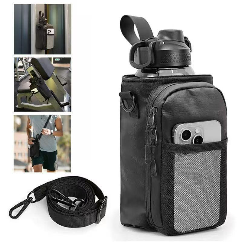 Magnetic Single-Shoulder Sports Gym Bag Water Bottle Holder Phone Pouch