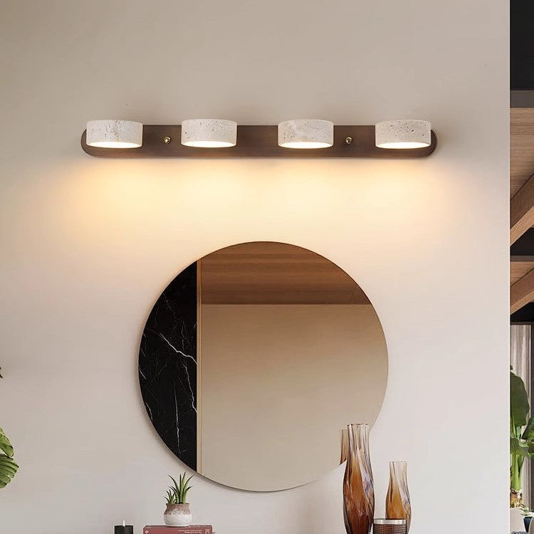 Japanese Mid-Century Style Travertine Stone LED Vanity Wall Lamp