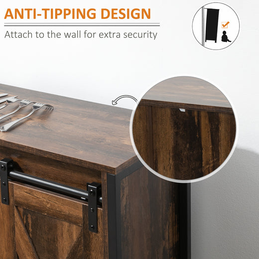 Sliding barn door track hardware close-up