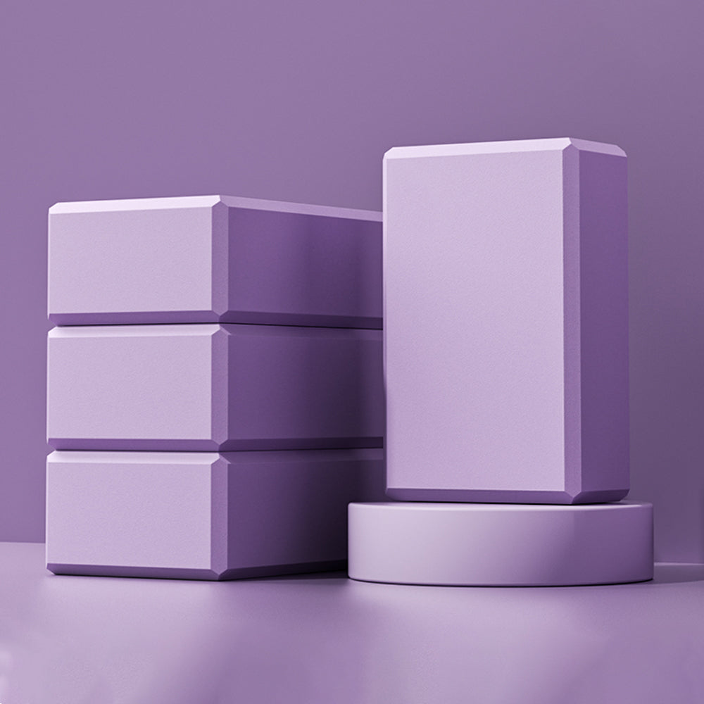 Yoga blocks in pink and purple color options