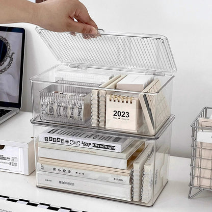 Acrylic Desktop Storage Box with Flip Lid