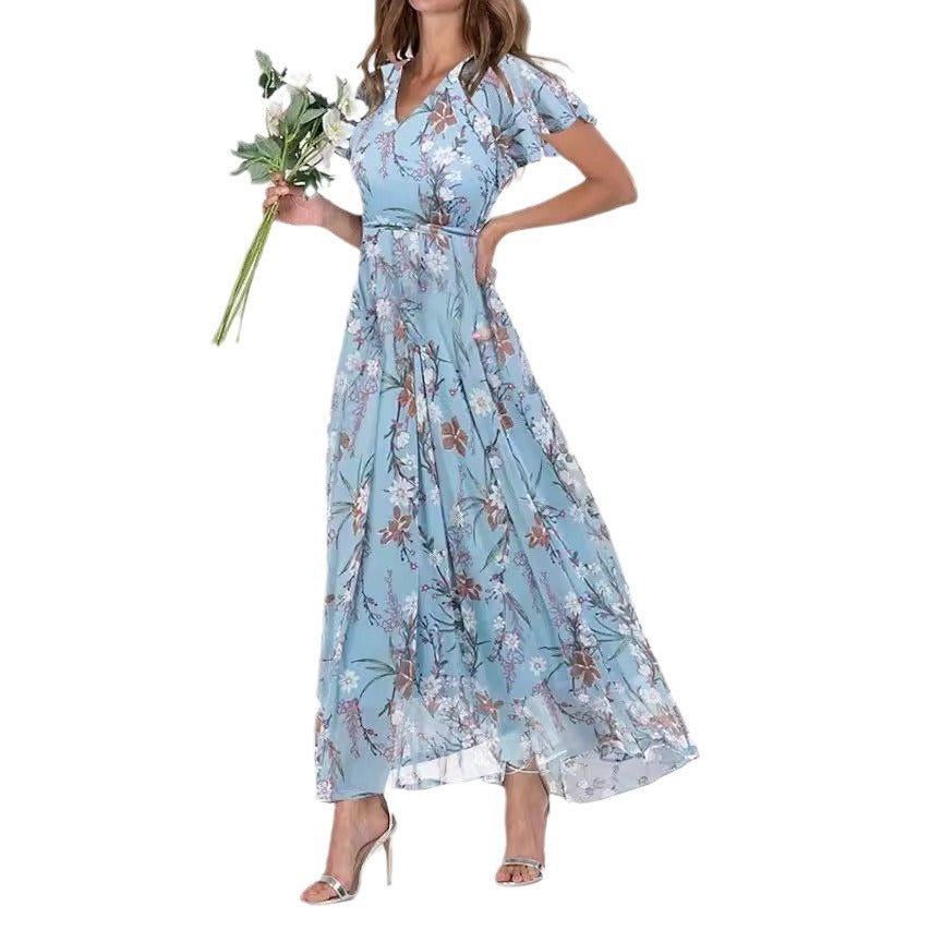 Chiffon Floral Ruffle Dress