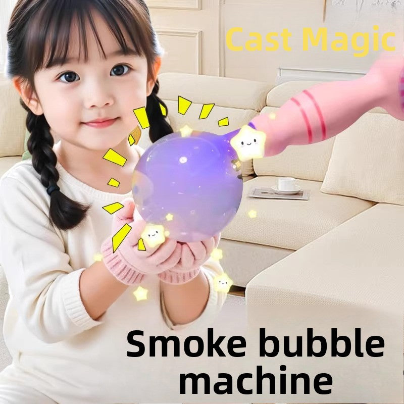 Rechargeable Smoke Bubble Gun Toy with Light Effects for Kids
