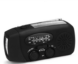 Solar hand-crank emergency radio flashlight, full view