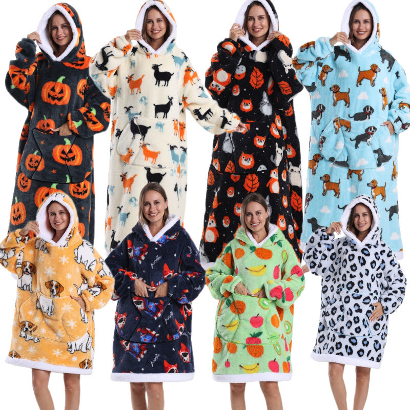 Winter Wearable Blanket Hoodie Super Thick Plush Pajama