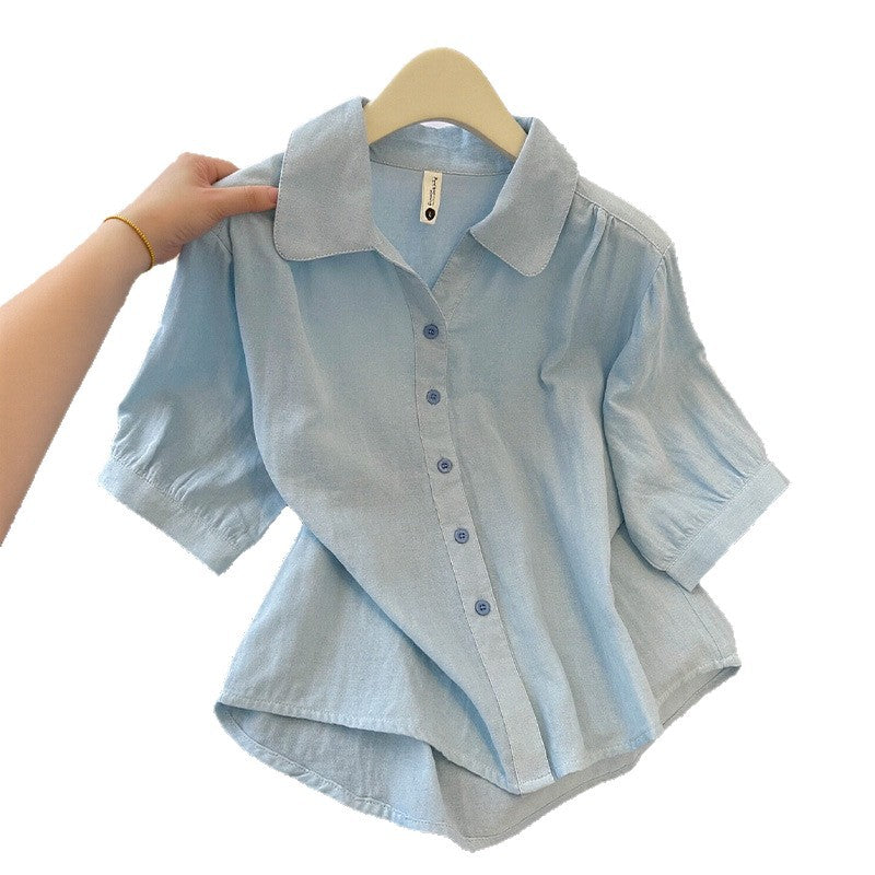 Women's Pure Cotton Double-Layer Gauze Half-Sleeve Casual Shirt