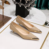 Retro Metal Toe Slim Heel Women Party Shoes