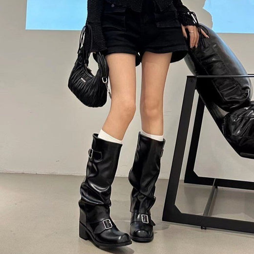 Round Toe Western Knight Boots