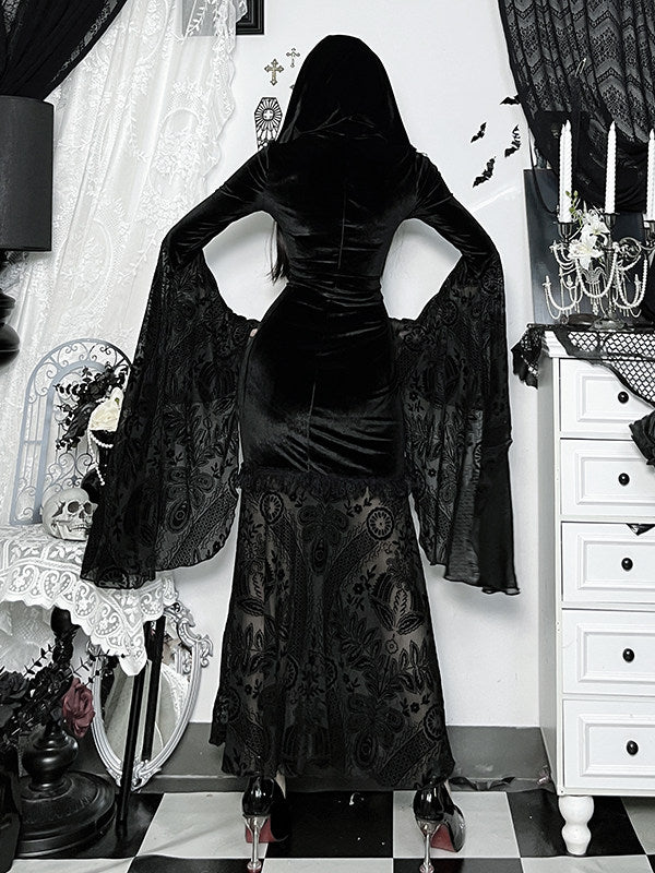 Wannathis Gothic Lace Dark Witch Cosplay Long Dress