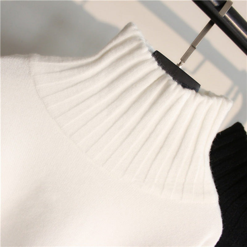 Women's slim fit turtleneck knit sweater in core-spun yarn, photo 2