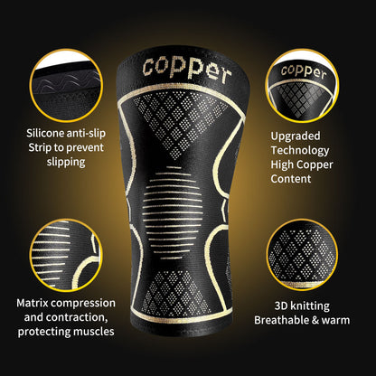 Copper Knee Pads Shock Absorbing Sports Support Pair