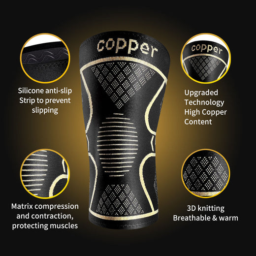 Copper knee pad breathable knit fabric texture