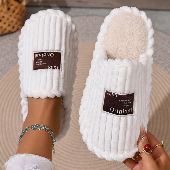 Women's ribbed plush winter slippers, photo 6