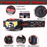 LED Sensor Headlight USB Rechargeable Waterproof