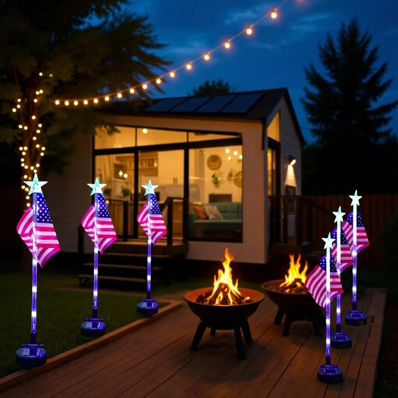 Solar American Flag Garden Light
