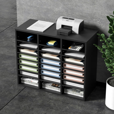 VEVOR 24 Compartment Wood Literature Organizer File Sorter