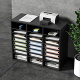 24-compartment wood literature organizer front view