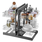 Chrome blind corner pull-out organizer, front view