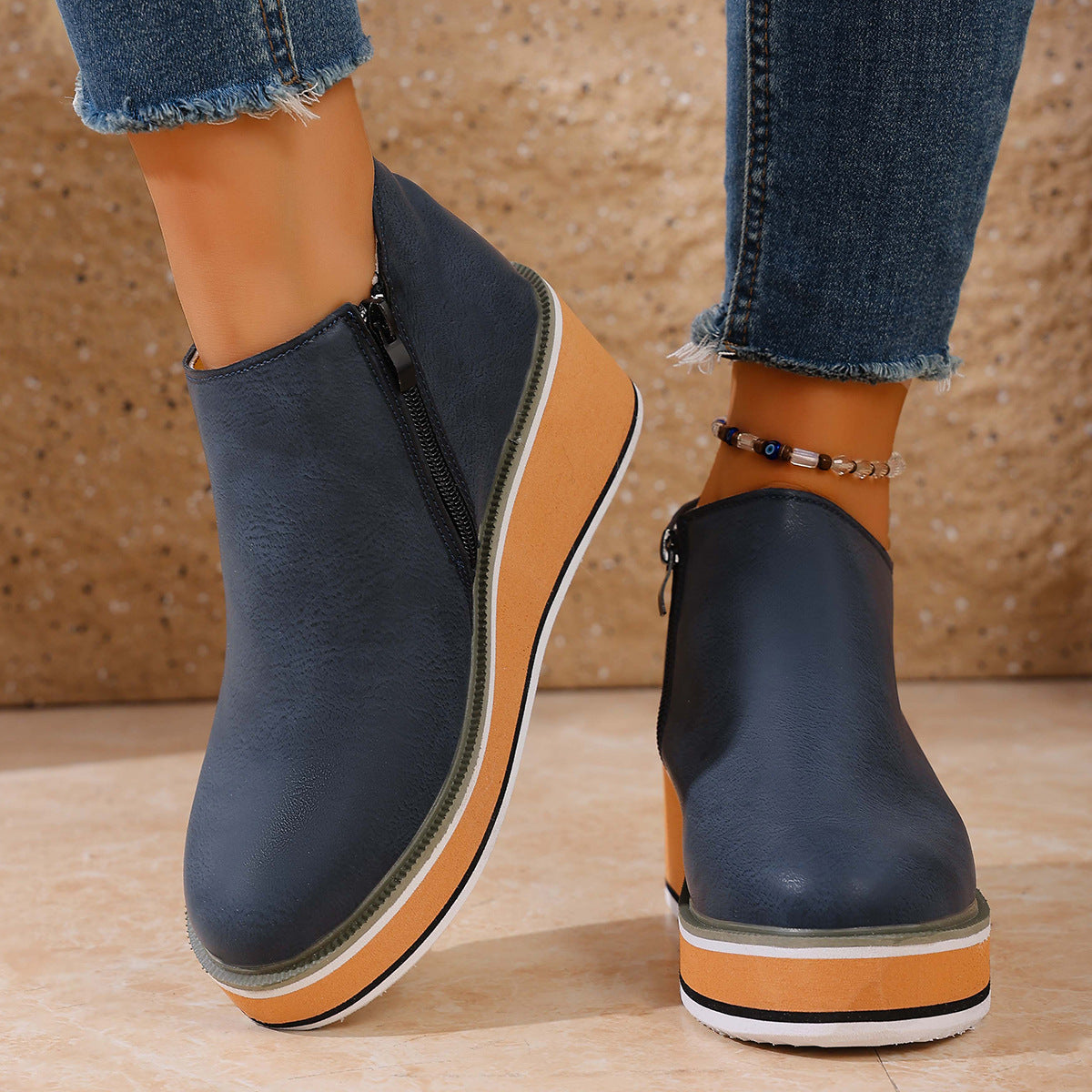 Womens Retro Wedge Boots