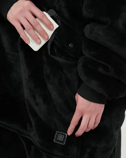 Heated wearable blanket USB cable and port detail