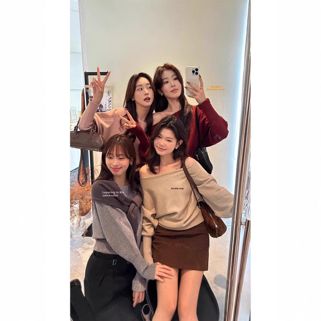 Off-Shoulder Knit Sweater for Women