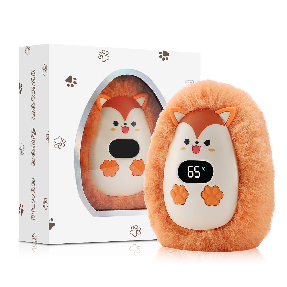 Plush Rechargeable Hand Warmer with Digital Display and Portable Design