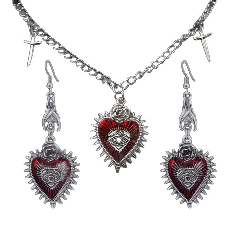 Retro Gothic Halloween Heart Jewelry