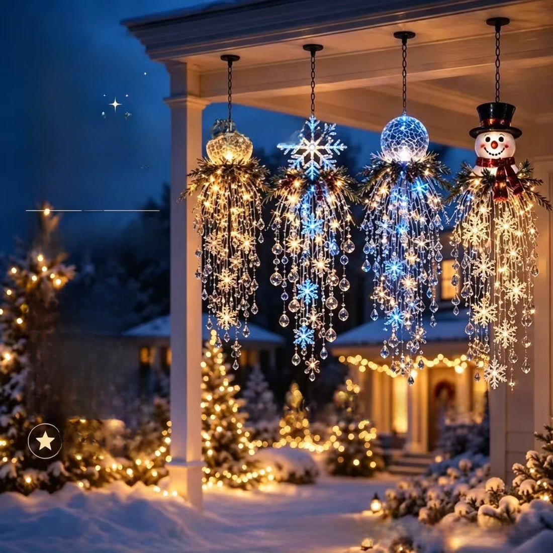 Glow Crystal Waterfall Resin Hanging Christmas Ornament, image 2 of 10