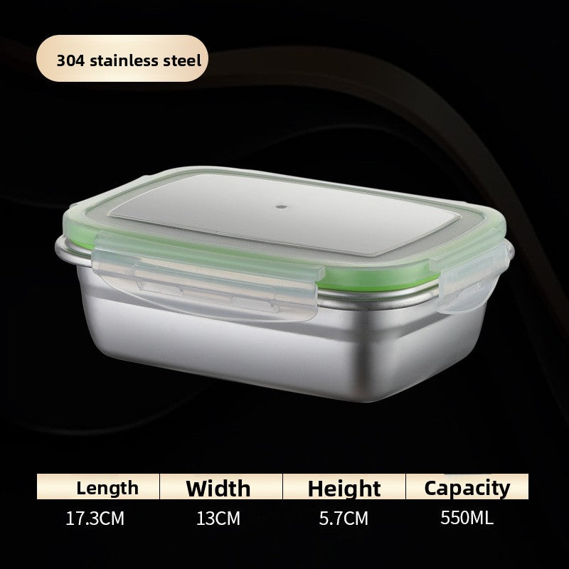 304 Stainless Steel Food Grade Crisper Box Sealed Rectangular Storage Container