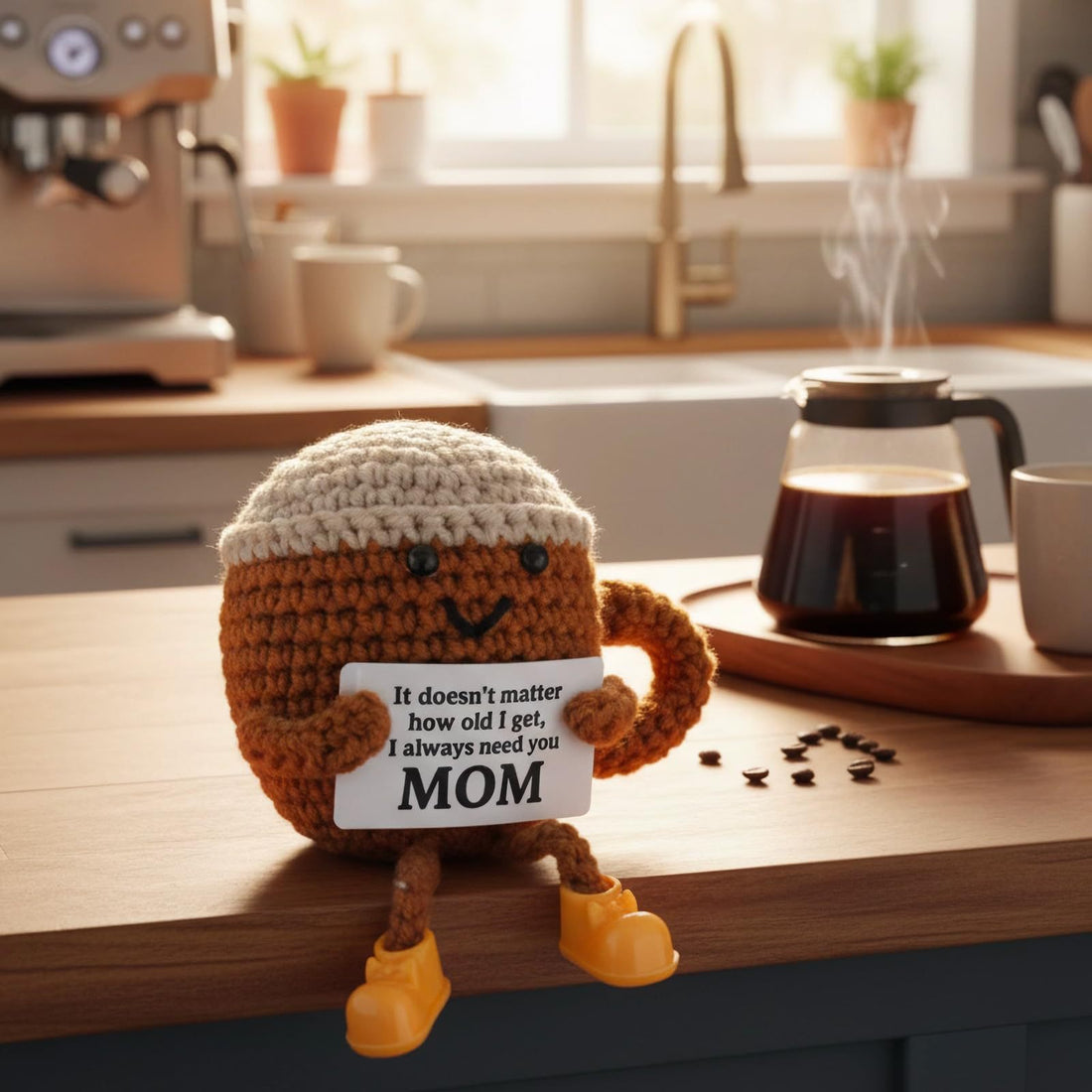 Hand-Crocheted Coffee Cup Doll with Long Legs, additional photo 3