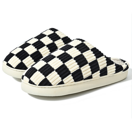 Checkerboard Plush Home Slippers Formal Shoes product image 1