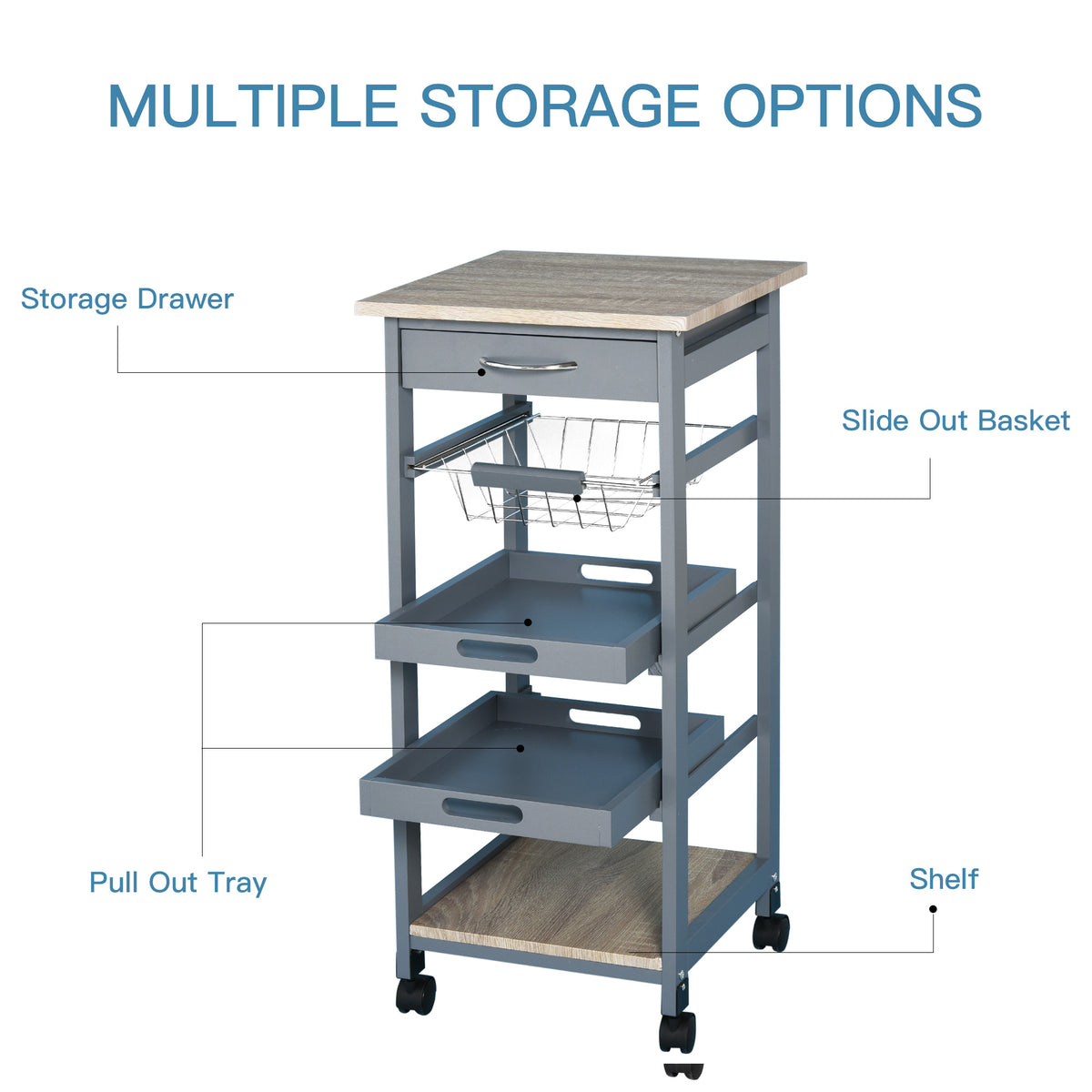 Rolling Kitchen Island Cart With Storage