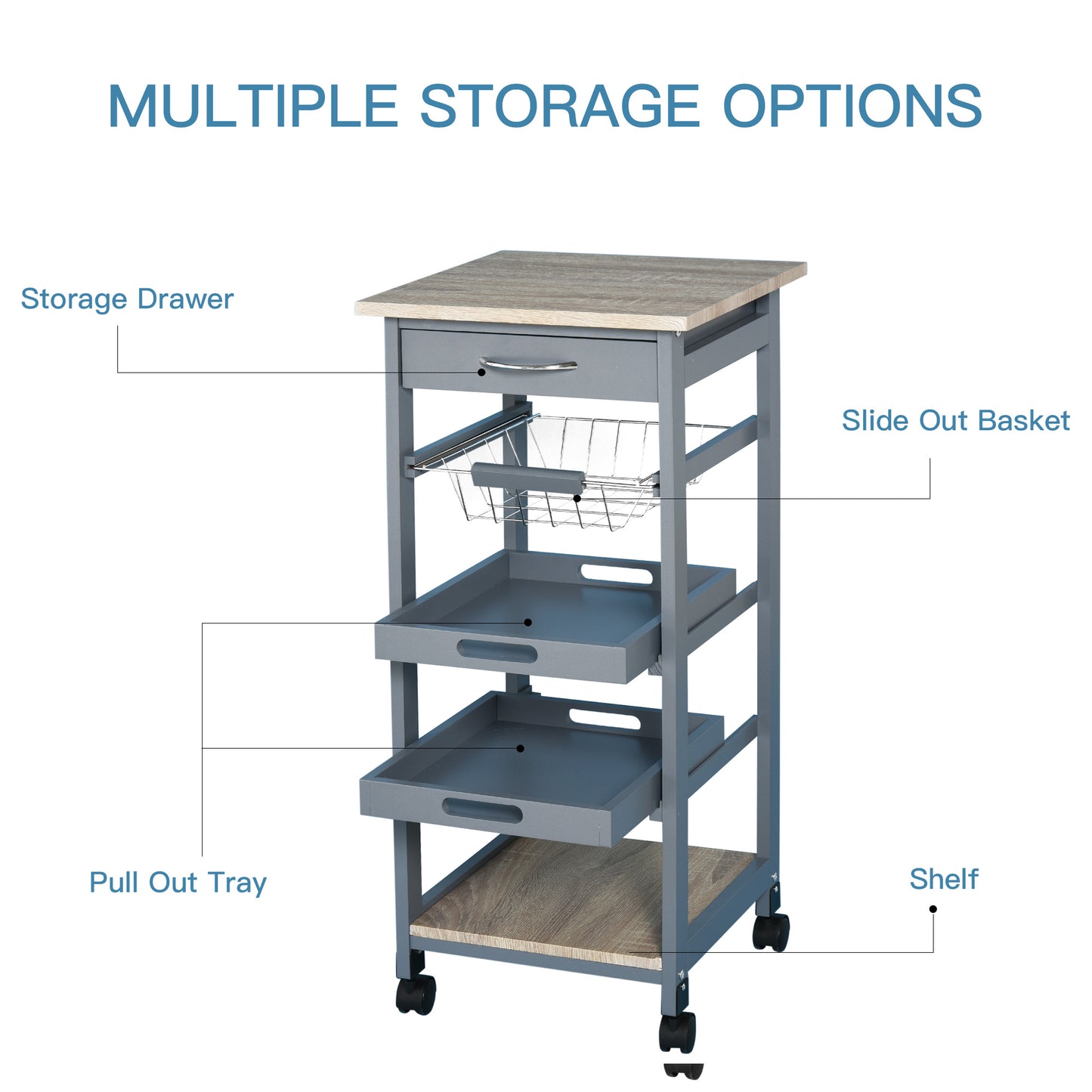 Rolling Kitchen Island Cart With Storage