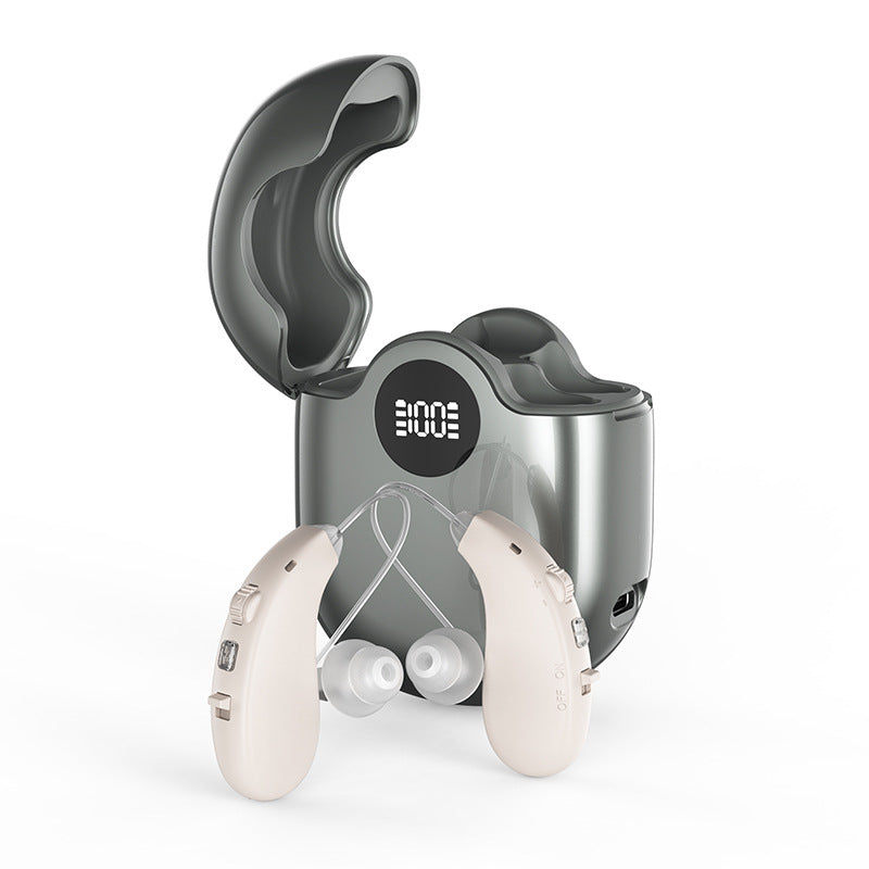 Rechargeable Digital Behind-The-Ear Hearing Aid with Noise Reduction and Type-C Charging for Elderly Adults