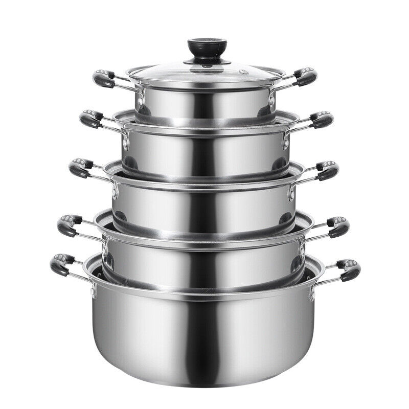 5-Piece Stainless Steel Saucepan Set — Induction