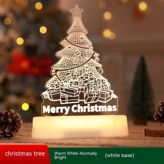 Christmas tree 3D acrylic LED night light, warm white, white base