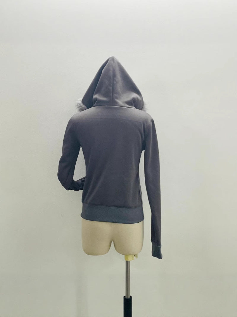 Fleece Lined Hooded Sweatshirt Coat