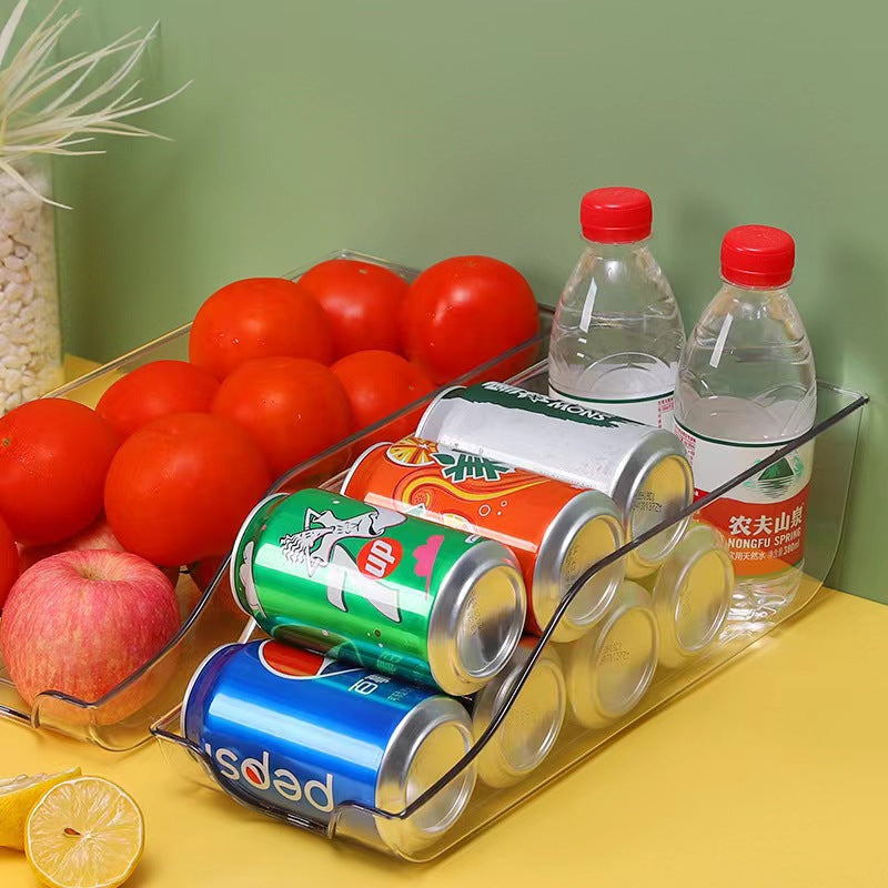 Refrigerator storage box for household use, transparent in color