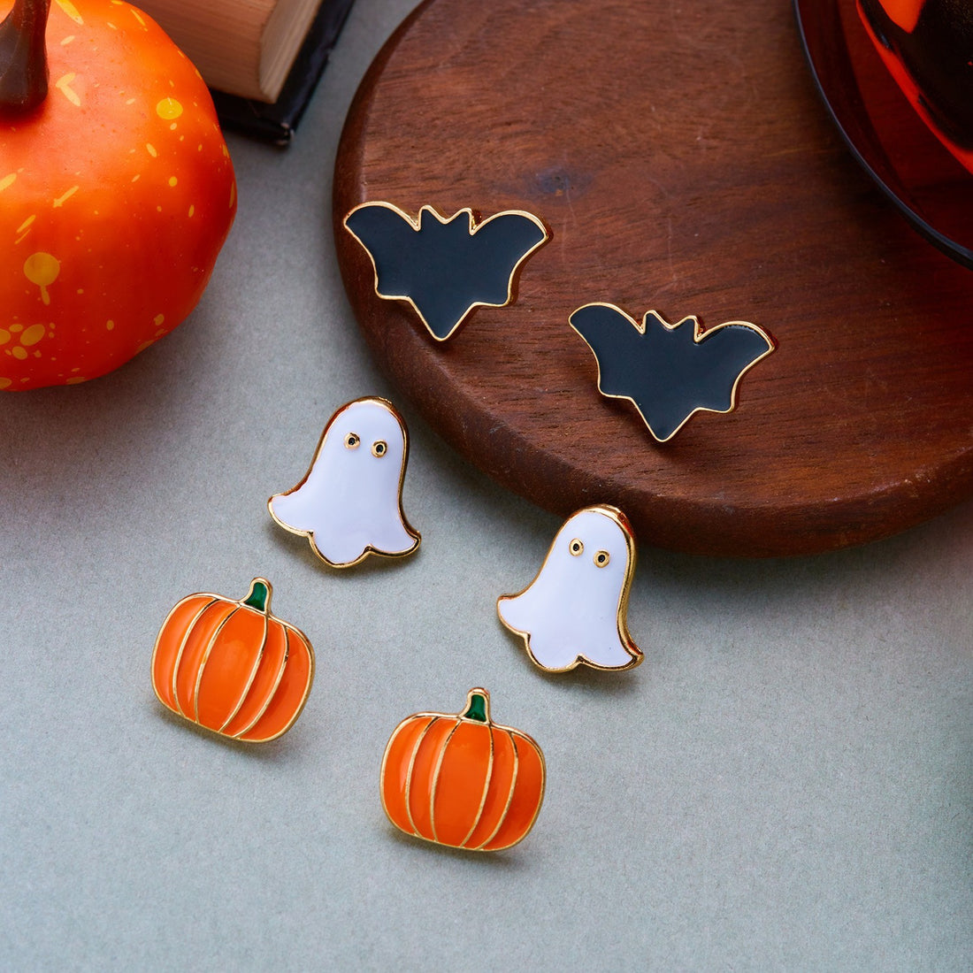 Halloween Adjustable Ghost Pumpkin Bat Ring Set