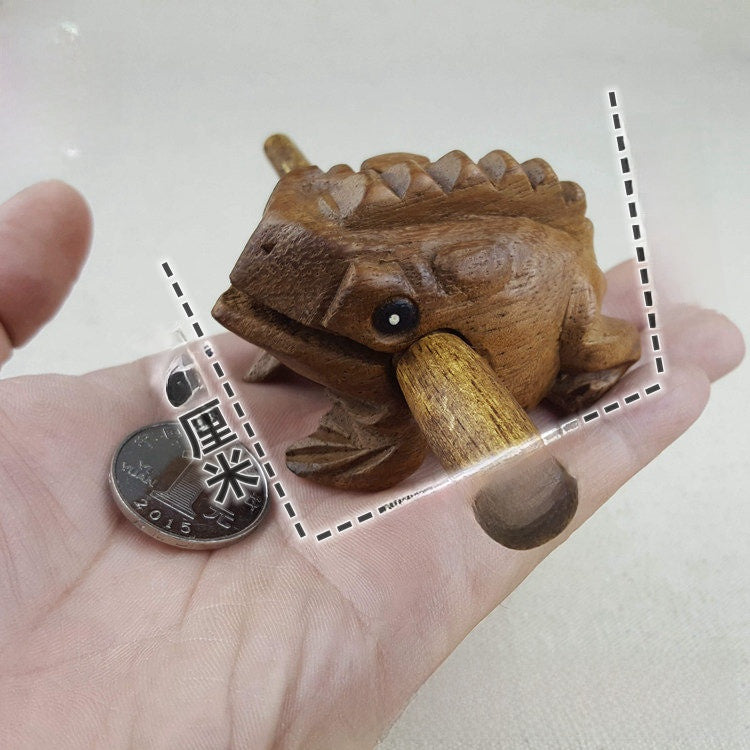 Hand-carved mango wood croaking frog, natural finish, style 2 of 7