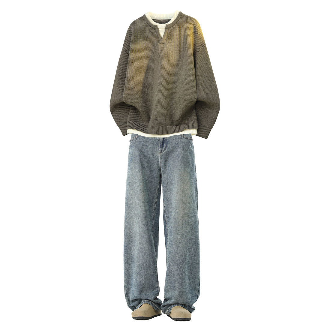 Men's Two-Piece Autumn Sweater and Jeans Casual Sports Set
