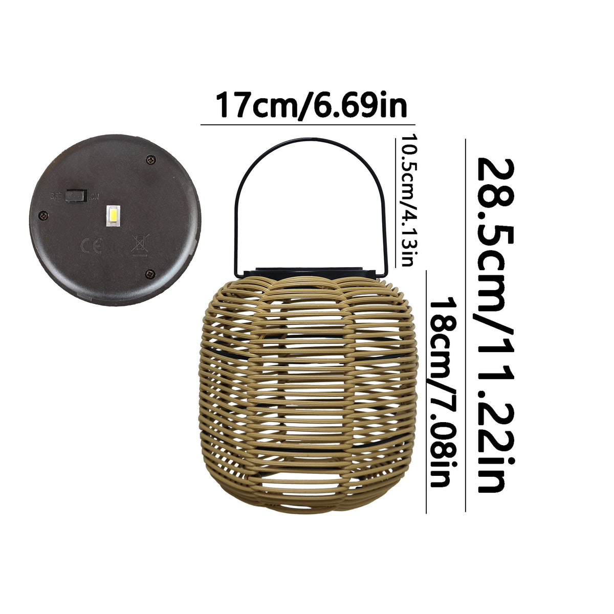 Solar-powered wicker lamp