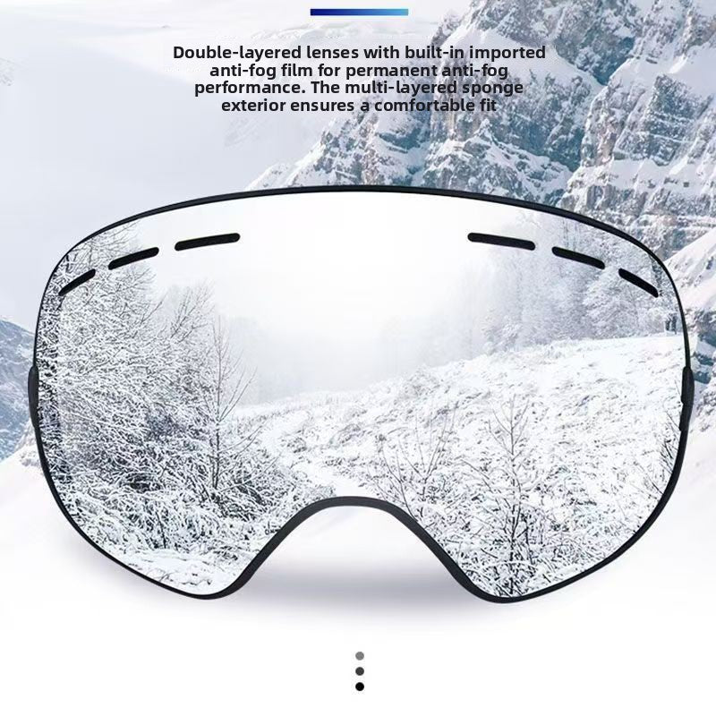 Double-Layer Spherical Ski Goggles with Myopia Insert Windproof Protection