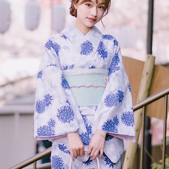Women's Japanese Camellia Print Kimono Dress Set, All Yards, image 2 of 41