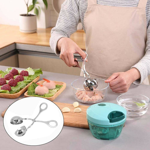 Meatball maker closed forming a round shape