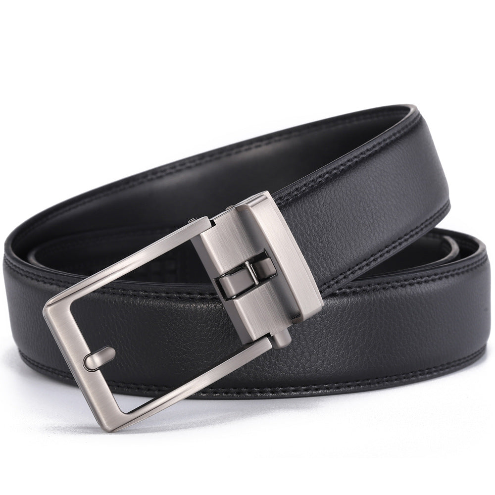 Men's Genuine Cowhide Leather Belt with Automatic Alloy Buckle