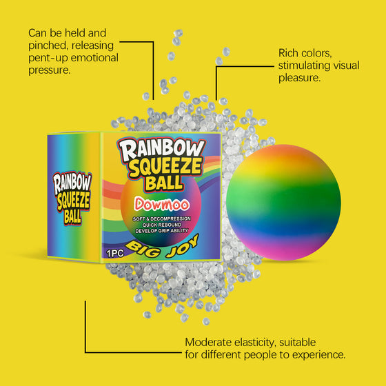 Rainbow stress ball and box with TPR filling callouts
